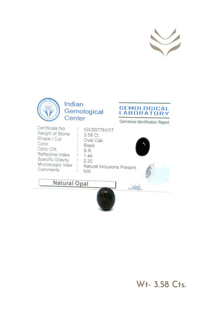 Light-Coded Black Opal - 3.58 Ct 