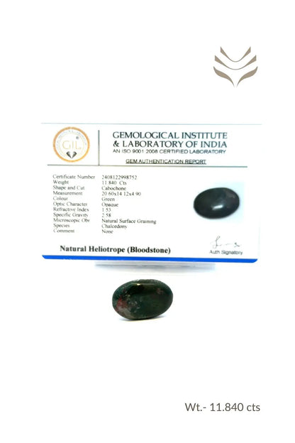 Light-Coded Bloodstone - 11.84 Ct 