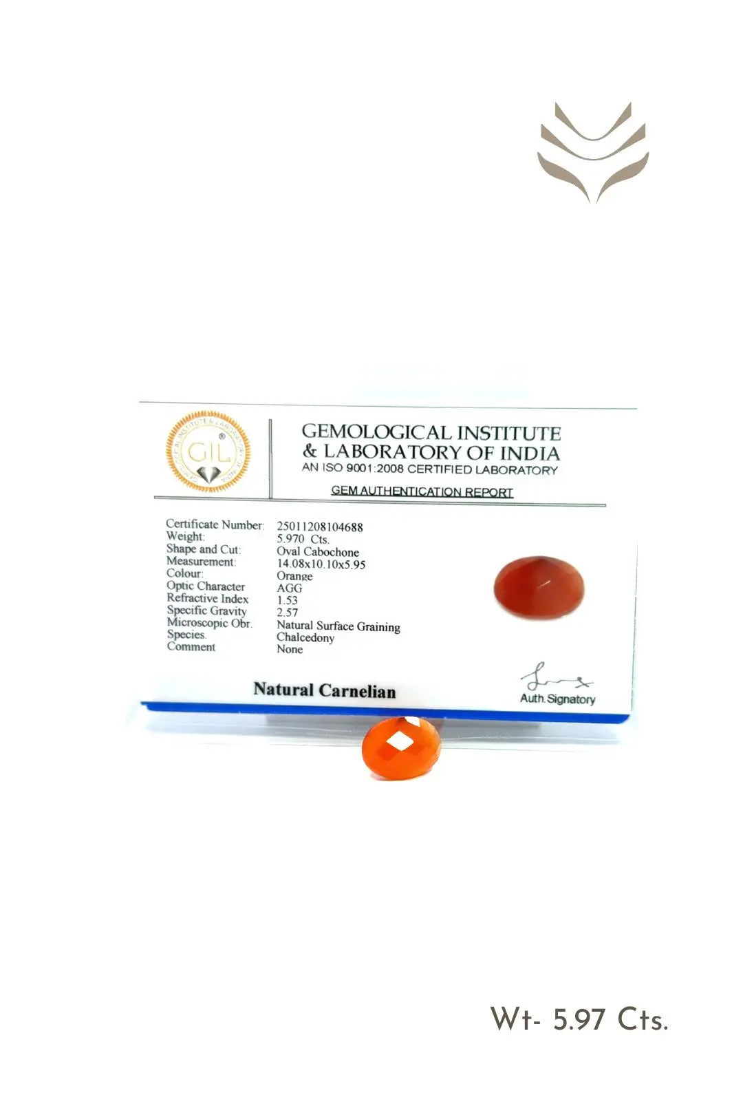 Light-Coded Carnelian - 5.97 Ct 