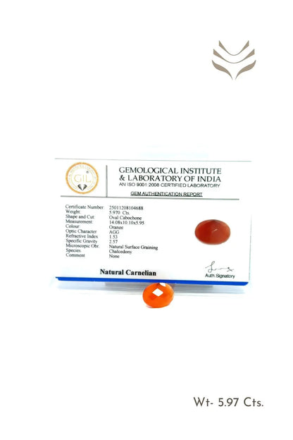 Light-Coded Carnelian - 5.97 Ct 