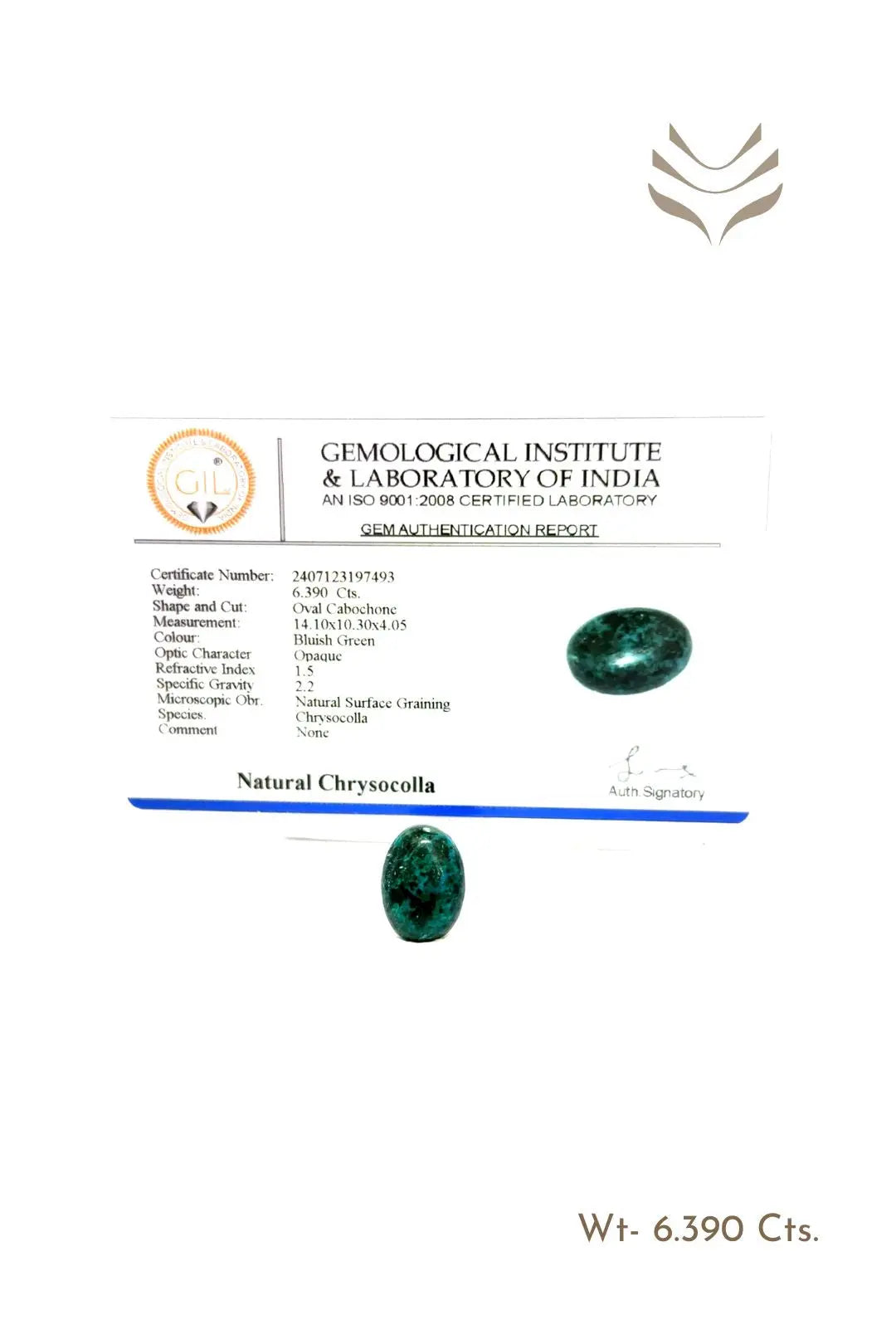 Light-Coded Chrysocolla - 6.39 Ct 