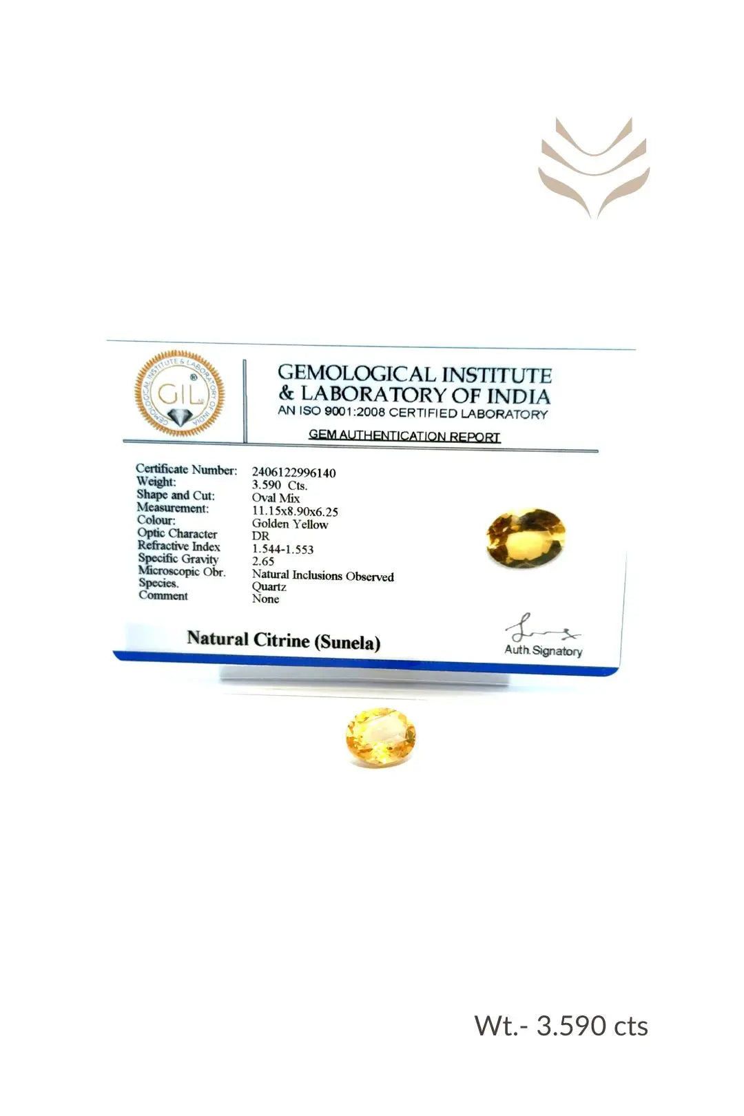 Light-Coded Citrine - 3.59 Ct 