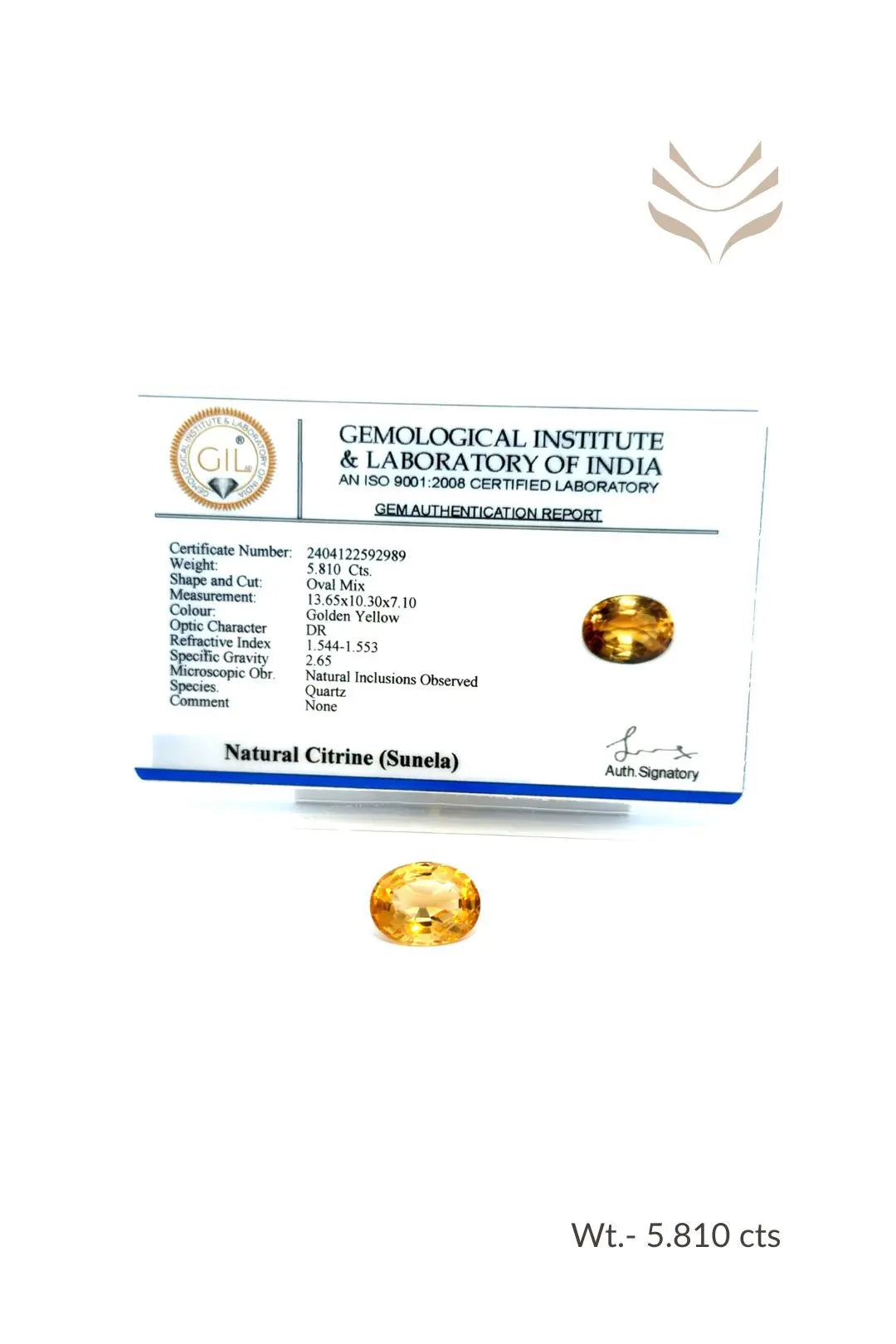 Light-Coded Citrine - 5.81 Ct 