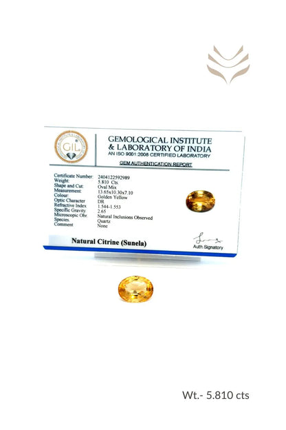 Light-Coded Citrine - 5.81 Ct 