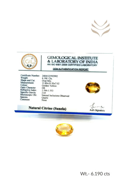 Light-Coded Citrine- 6.19 Ct 