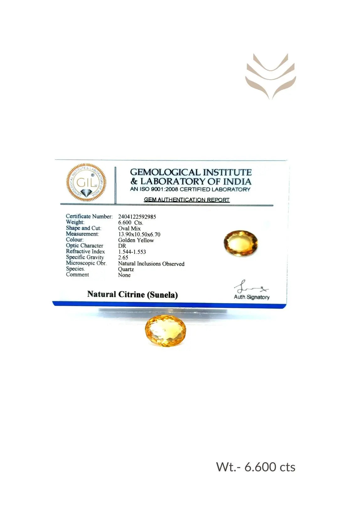 Light-Coded Citrine- 6.60 Ct 