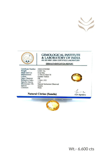 Light-Coded Citrine- 6.60 Ct 