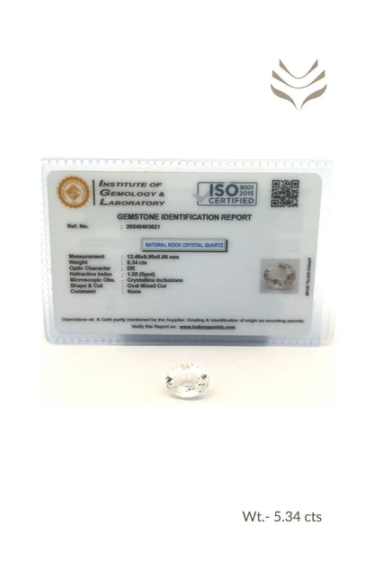 Light-Coded Clear Quartz -  5.34 Ct 