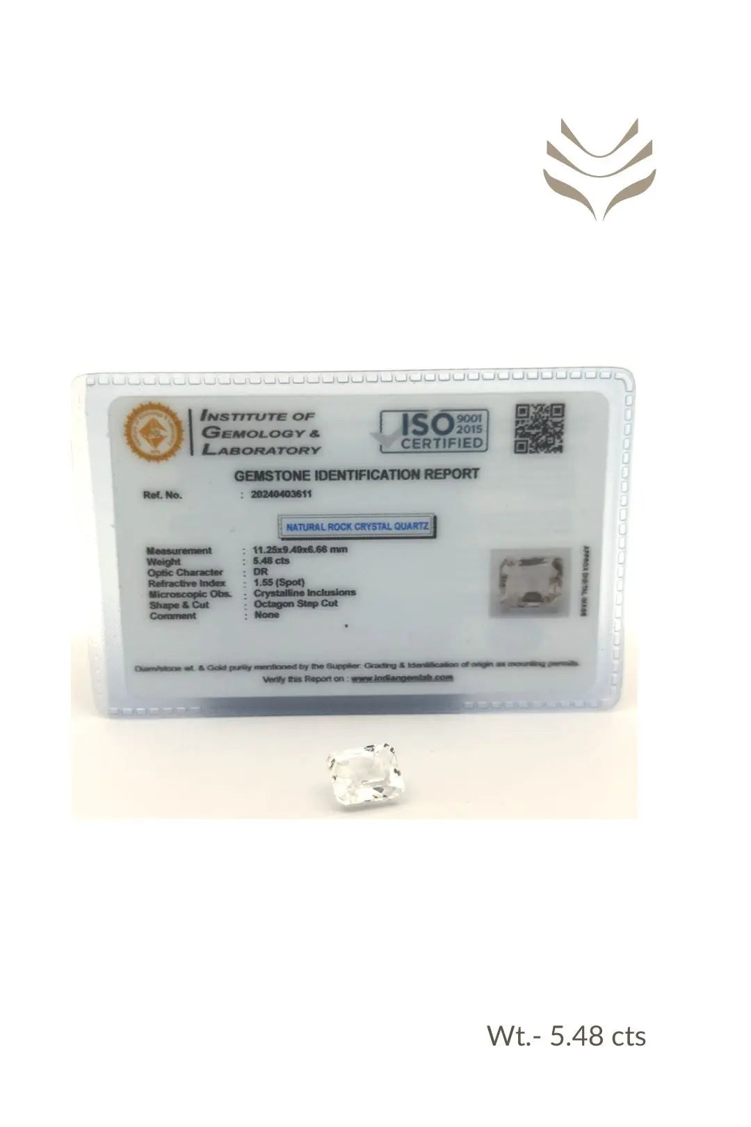 Light-Coded Clear Quartz -  5.48 Ct 