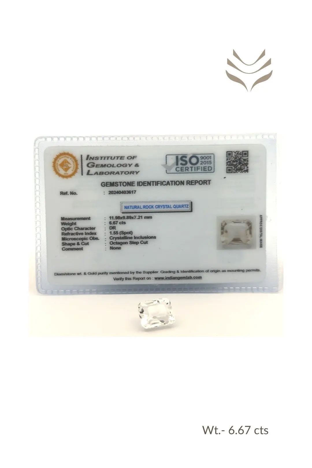 Light-Coded Clear Quartz -  6.67 Ct 