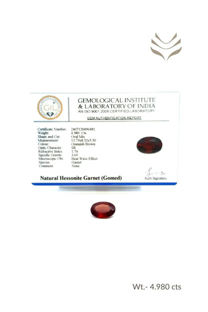 Light-Coded Elite Hessonite (Gomed) - 4.98 Ct 