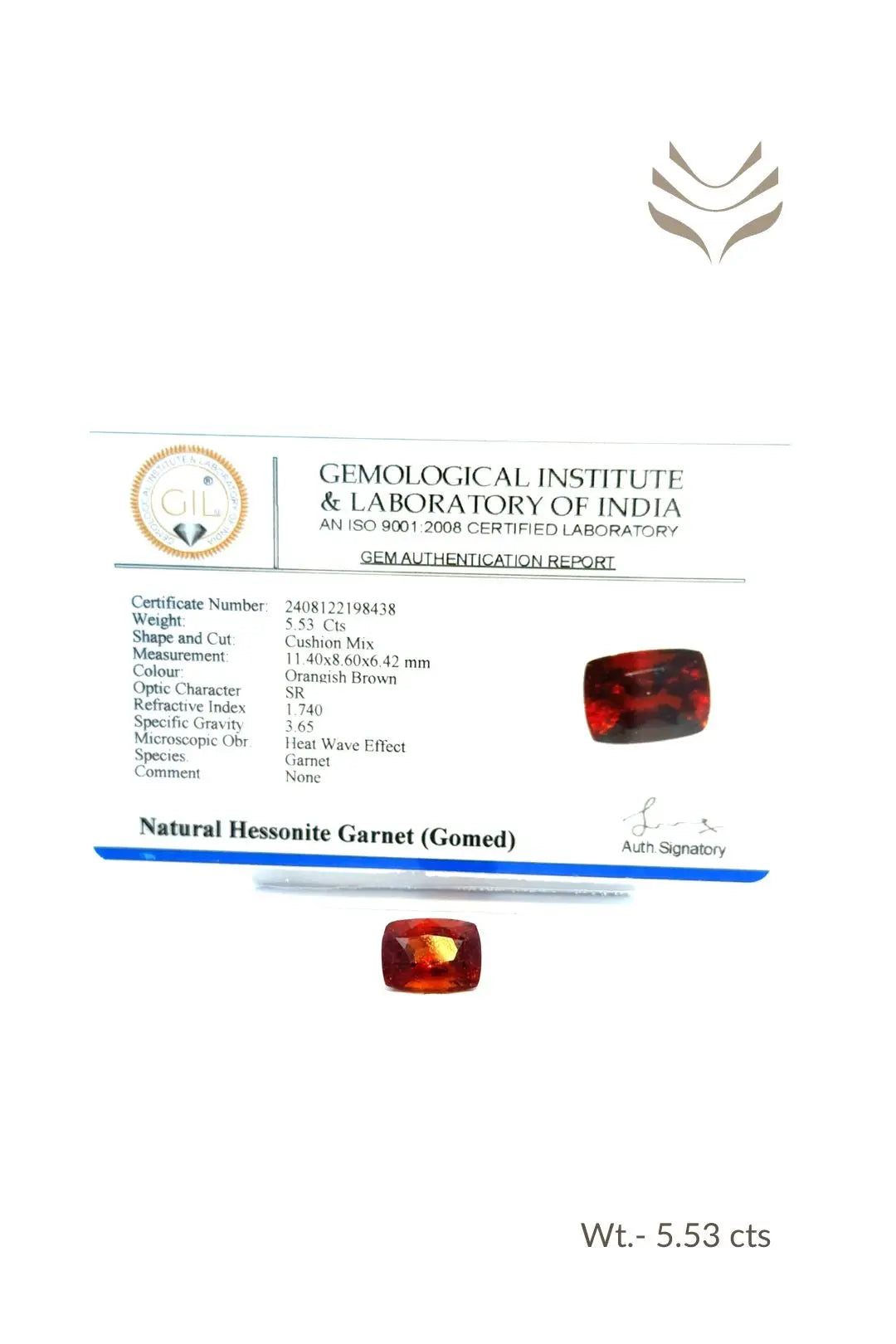 Light-Coded Elite Hessonite (Gomed) - 5.53 Ct 