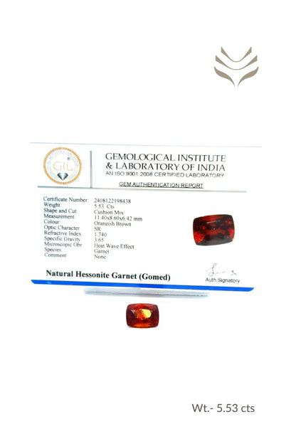 Light-Coded Elite Hessonite (Gomed) - 5.53 Ct 