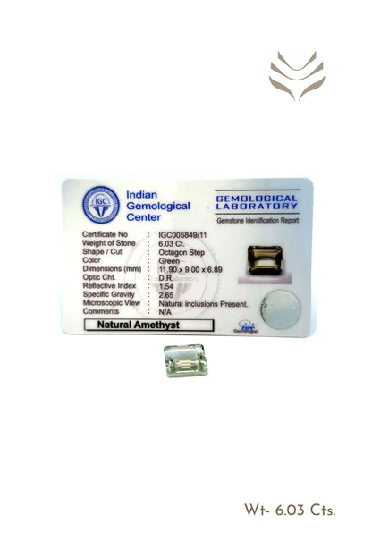Light-Coded Green Amethyst - 6.03 Ct 