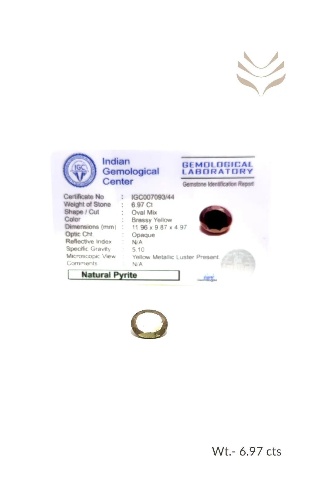 Light-Coded Iron Pyrite - 6.97 Ct 