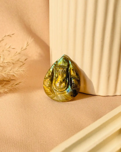 Light-Coded Labradorite Ganesha Pocket Stone 