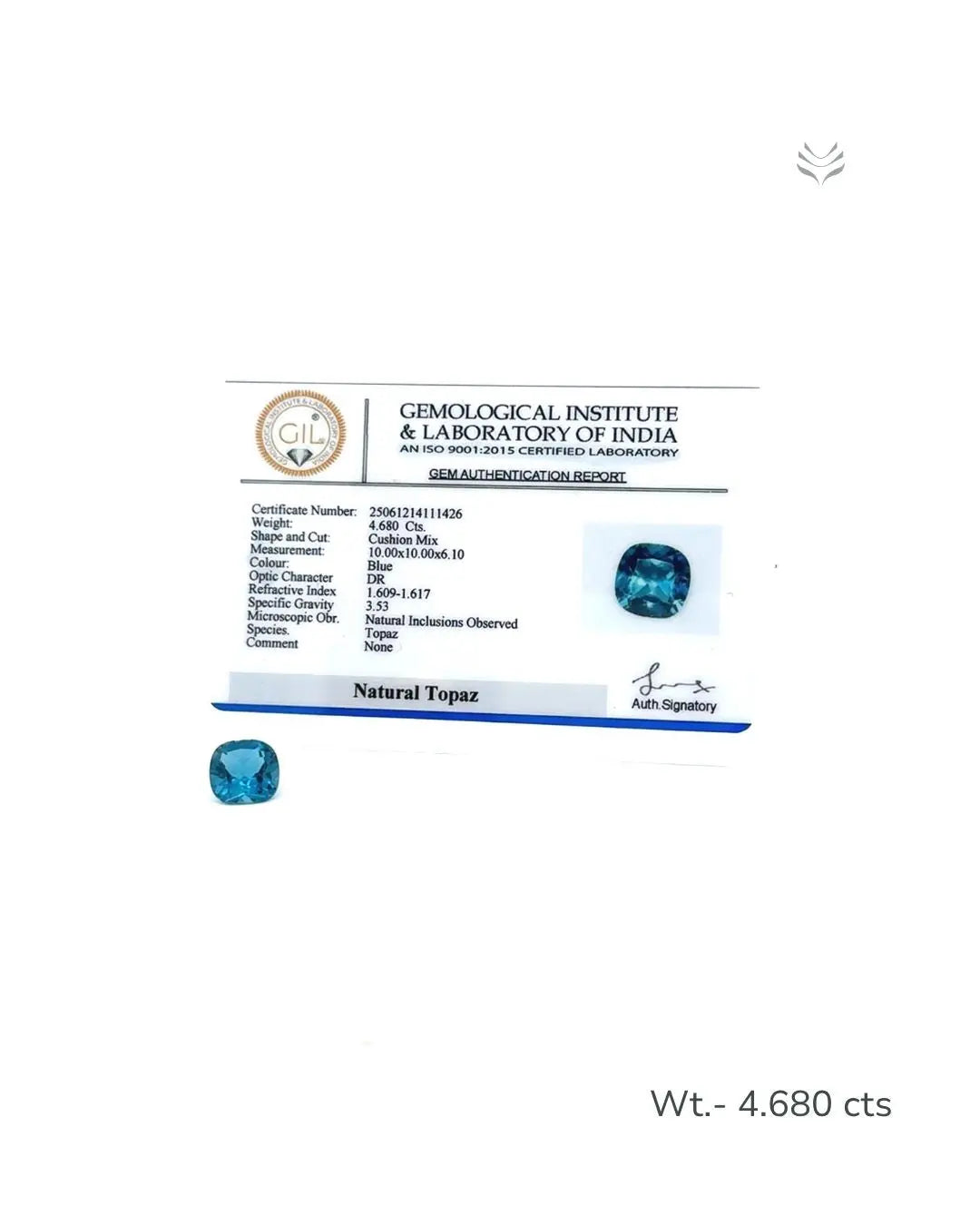 Light-Coded London Blue Topaz - 4.680 Ct 