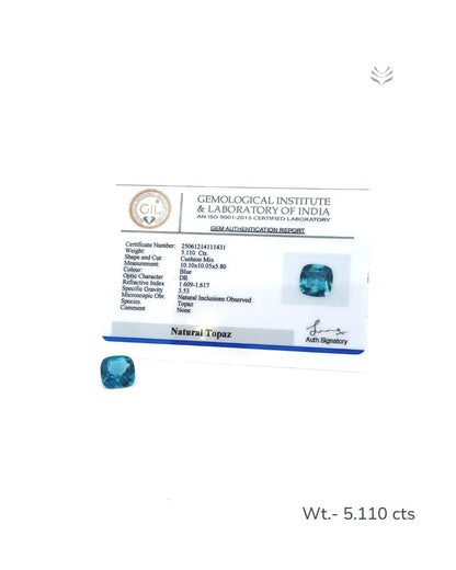 Light-Coded London Blue Topaz - 5.110 Ct 