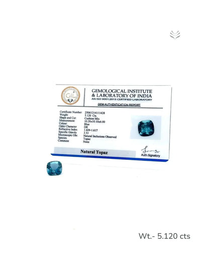 Light-Coded London Blue Topaz - 5.120 Ct 