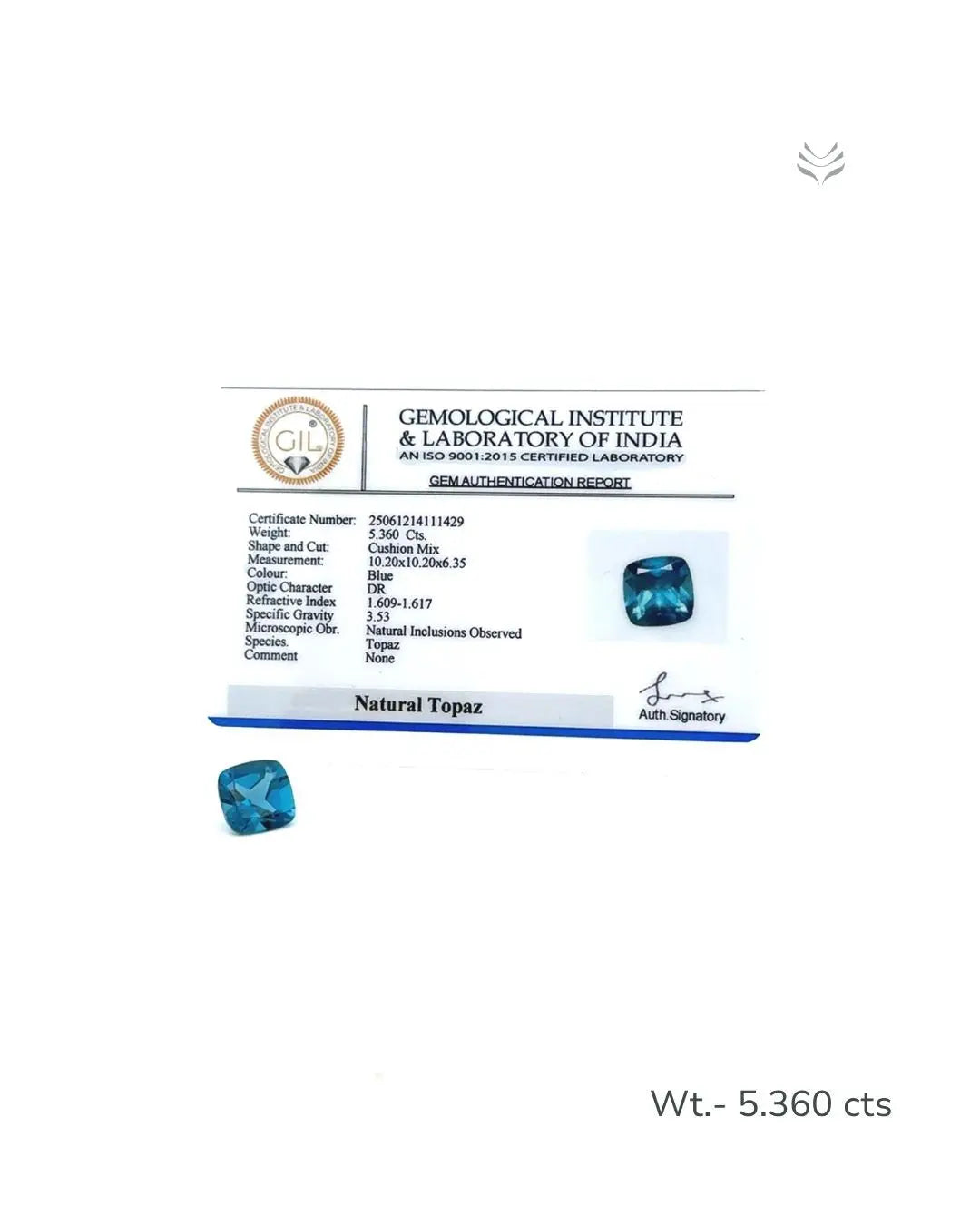 Light-Coded London Blue Topaz - 5.360 Ct 