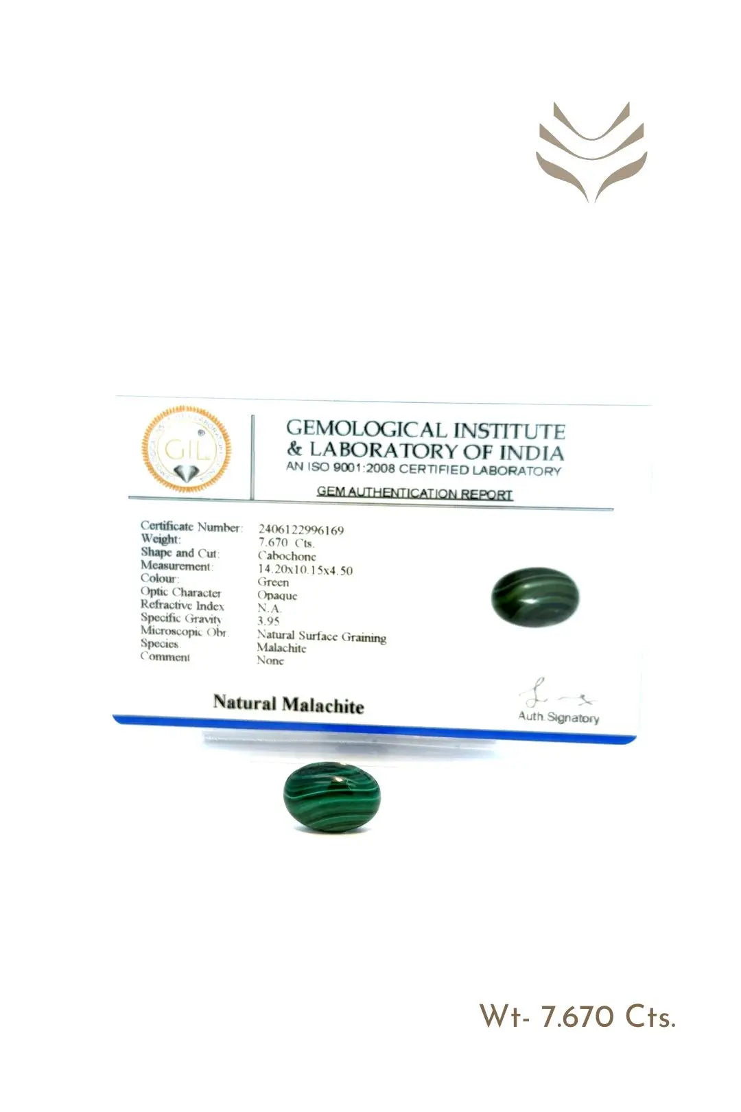 Light-Coded Malachite - 7.67 Ct 