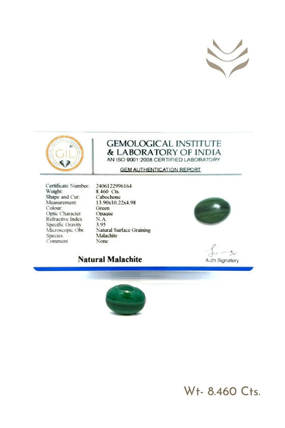 Light-Coded Malachite - 8.46 Ct 