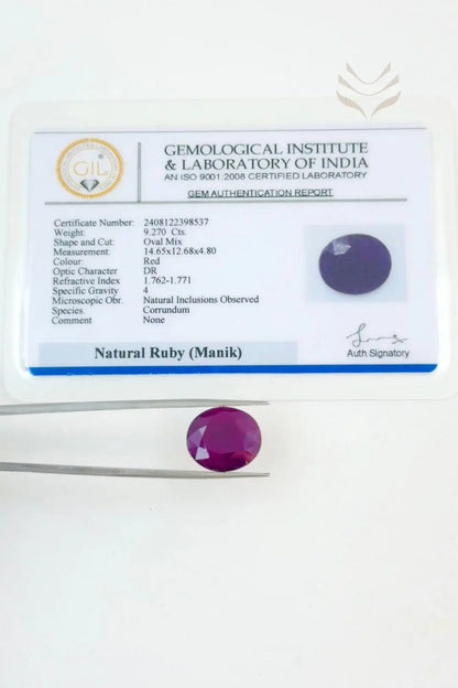 Light-Coded Mozambique Ruby -  9.27 Ct 