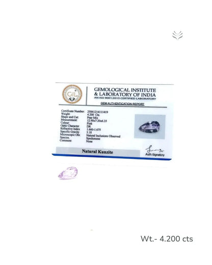Light-Coded Natural Kunzite- 4.200 Ct 