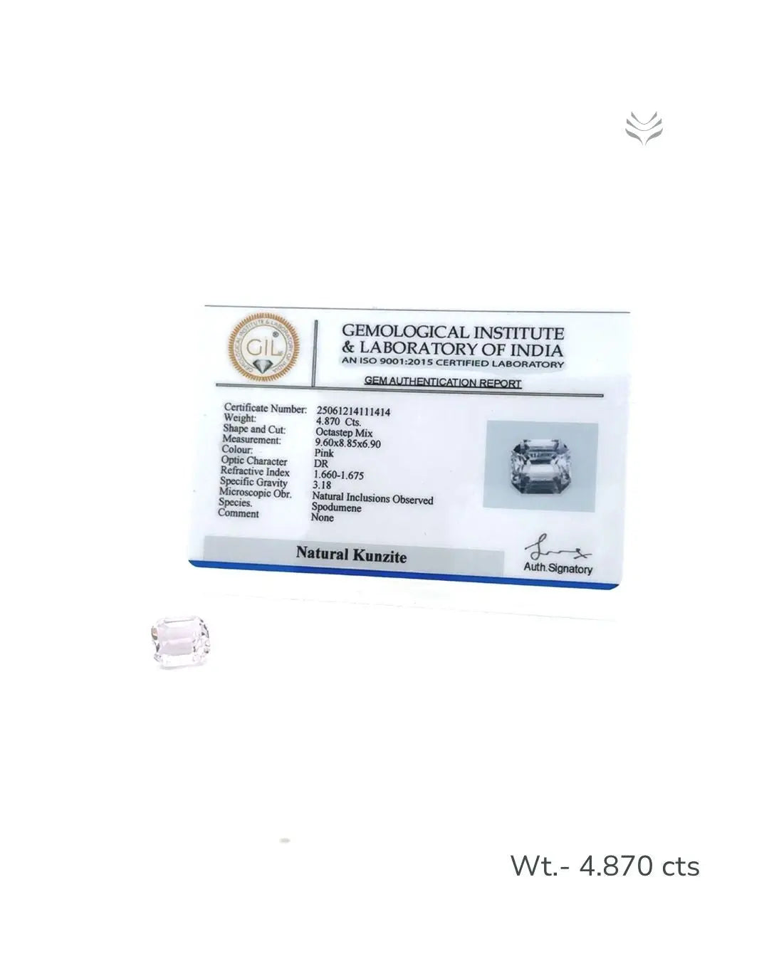 Light-Coded Natural Kunzite- 4.870 Ct 