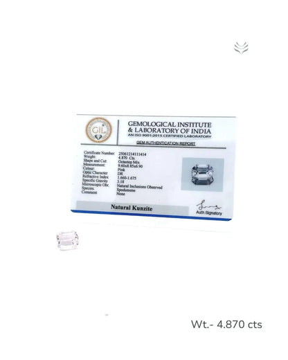 Light-Coded Natural Kunzite- 4.870 Ct 