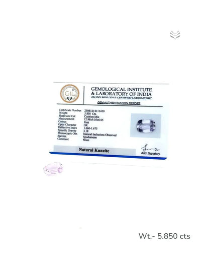 Light-Coded Natural Kunzite- 5.850 Ct 