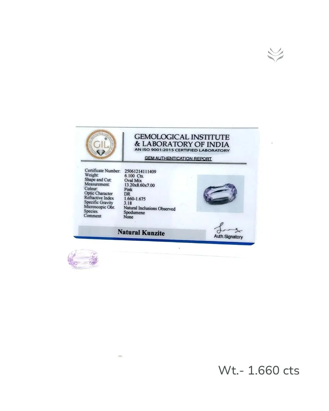 Light-Coded Natural Kunzite- 6.100 Ct 