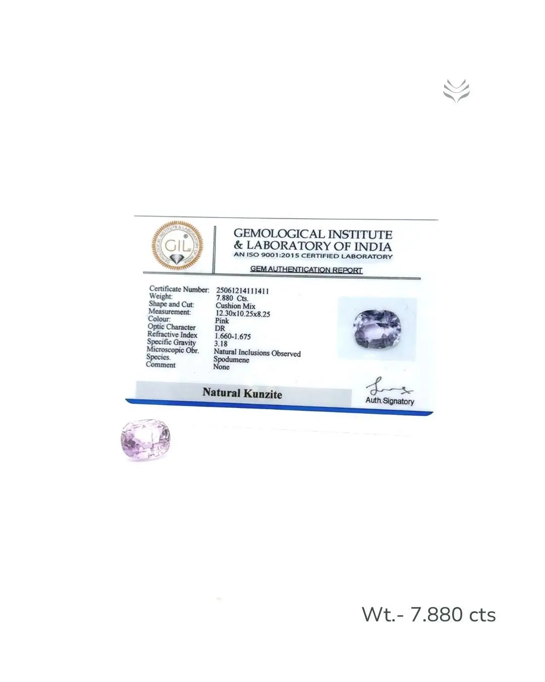 Light-Coded Natural Kunzite- 7.880 Ct 
