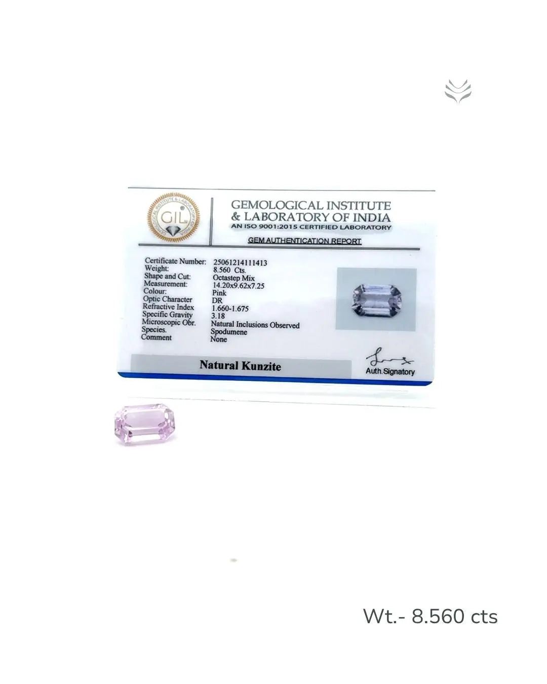 Light-Coded Natural Kunzite- 8.560 Ct 
