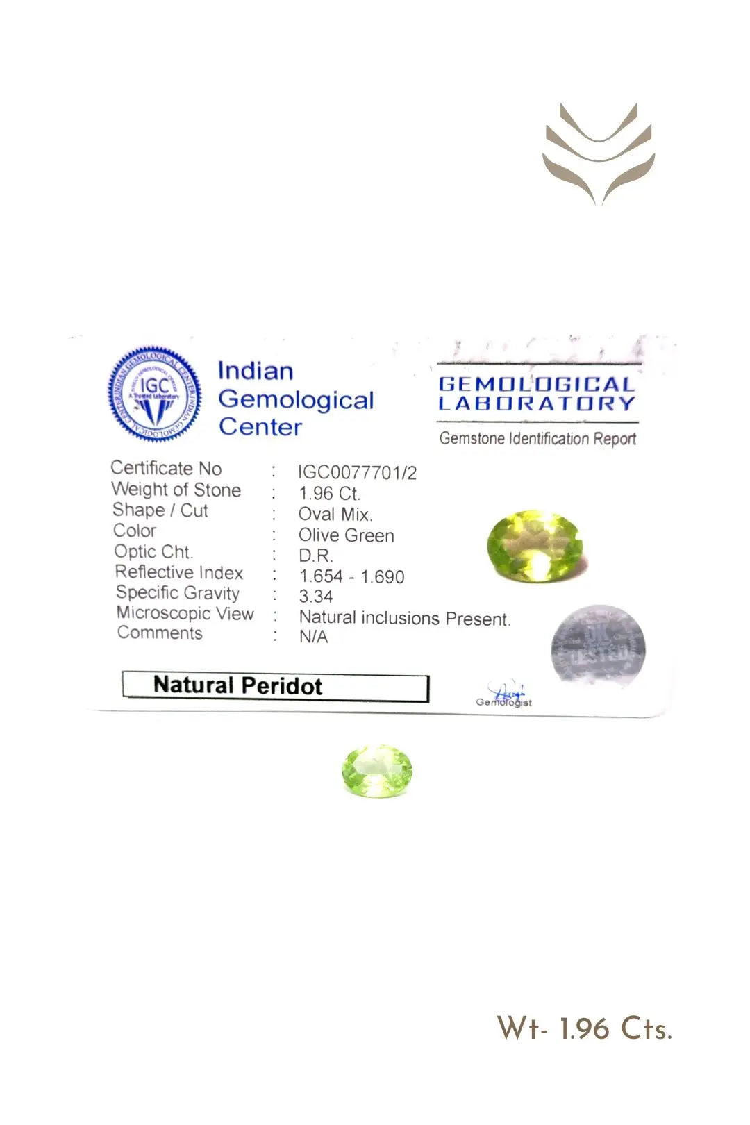 Light-Coded Peridot - 1.96 Ct 