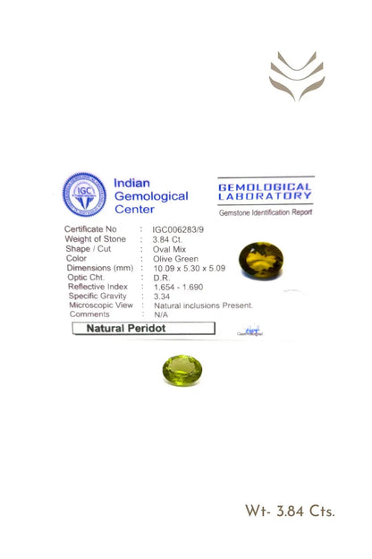Light-Coded Peridot - 3.84 Ct 
