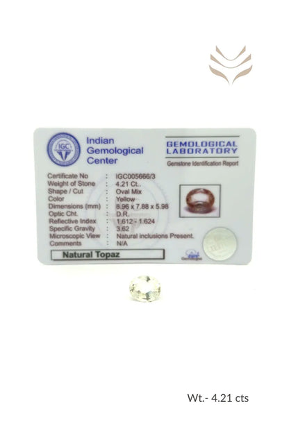 Light-Coded Premium Yellow Topaz- 4.21 Ct 