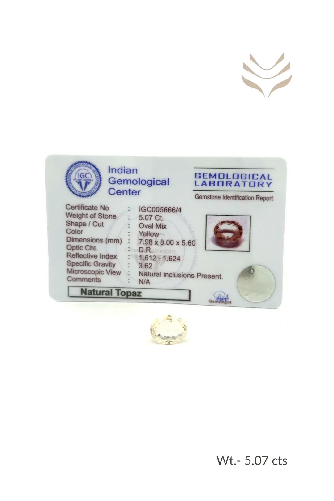 Light-Coded Premium Yellow Topaz- 5.07 Ct 