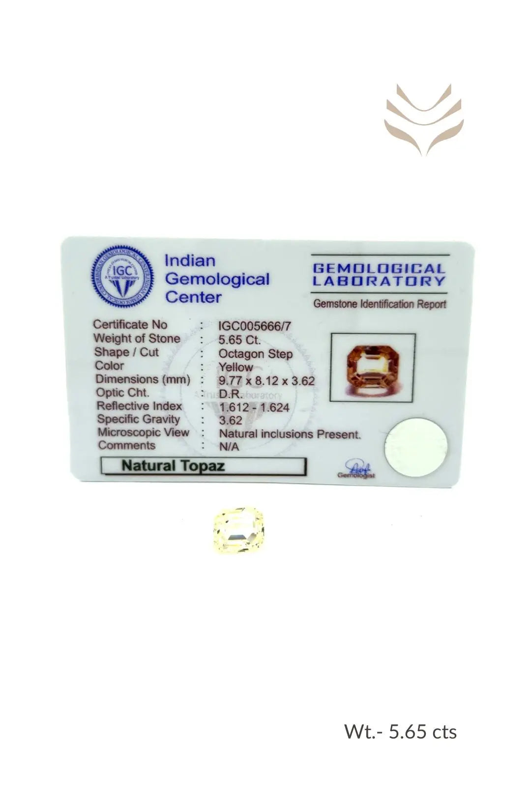 Light-Coded Premium Yellow Topaz- 5.65 Ct 
