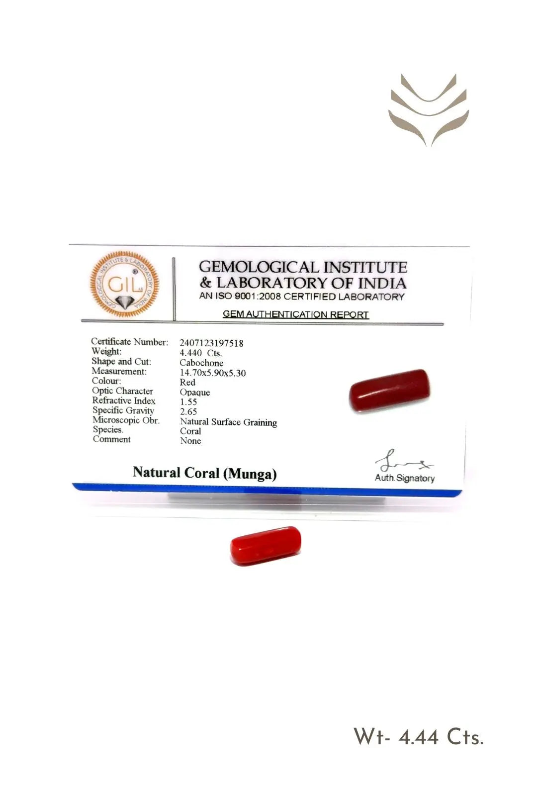 Light-Coded Red Coral - 4.44 CT 