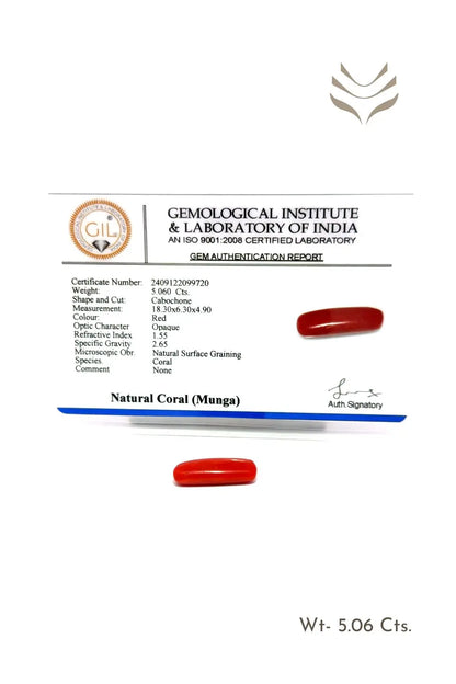 Light-Coded Red Coral - 5.06 CT 