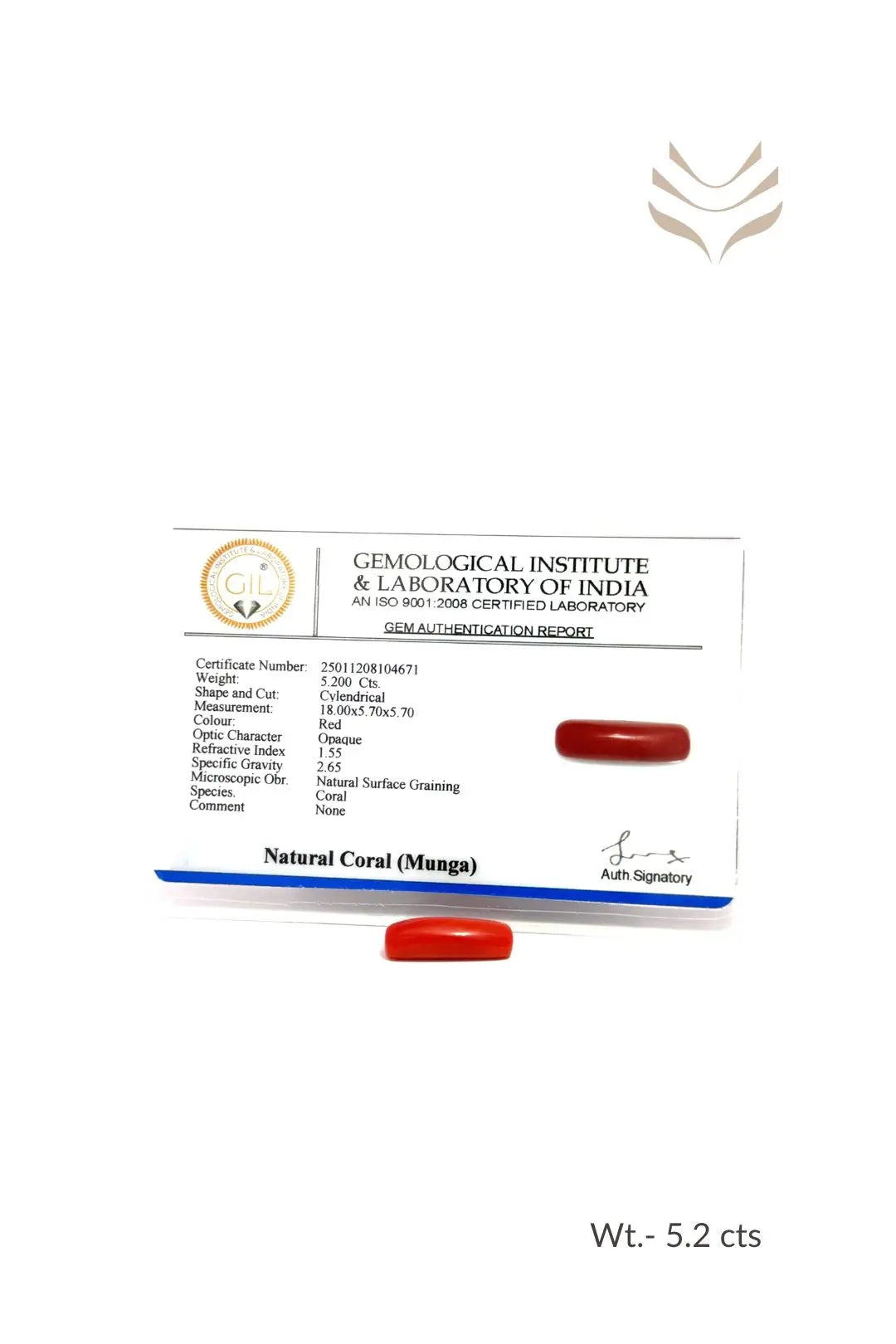 Light-Coded Red Coral - 5.2 CT 