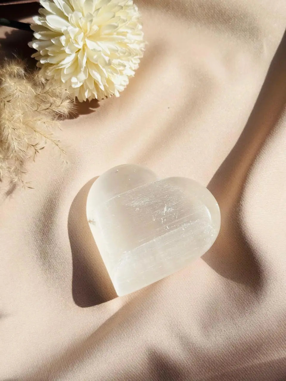 Light-Coded Selenite Heart 