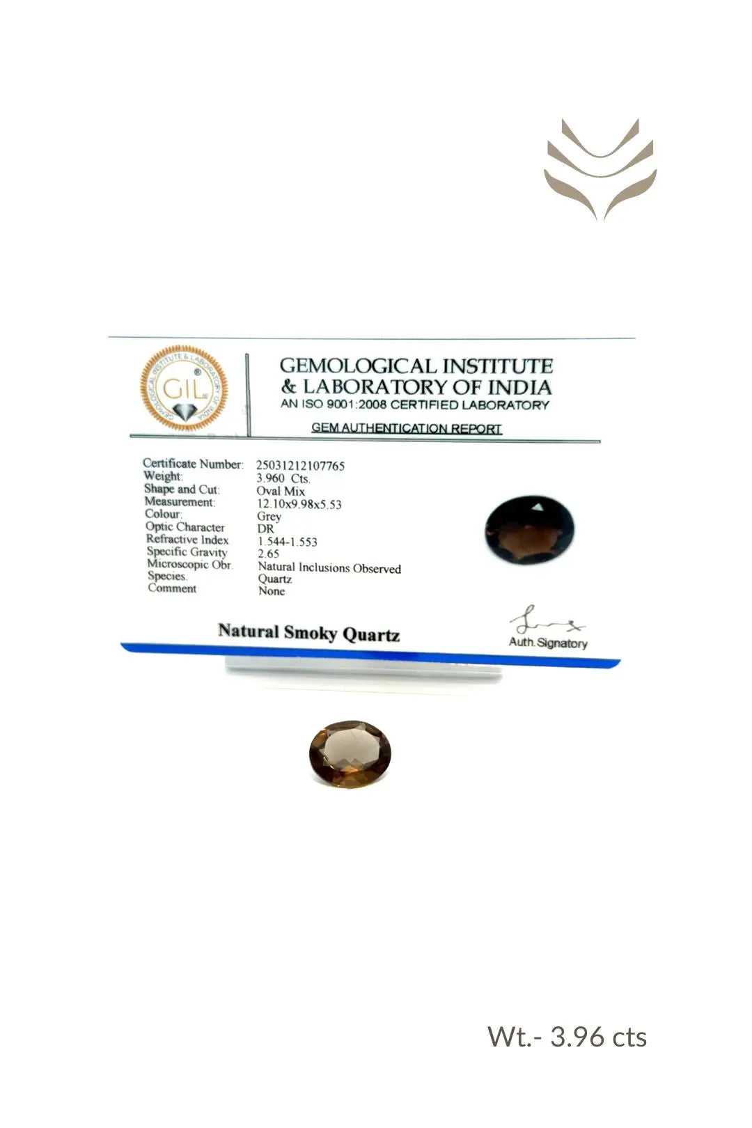 Light-Coded Smokey Quartz - 3.96 Ct 