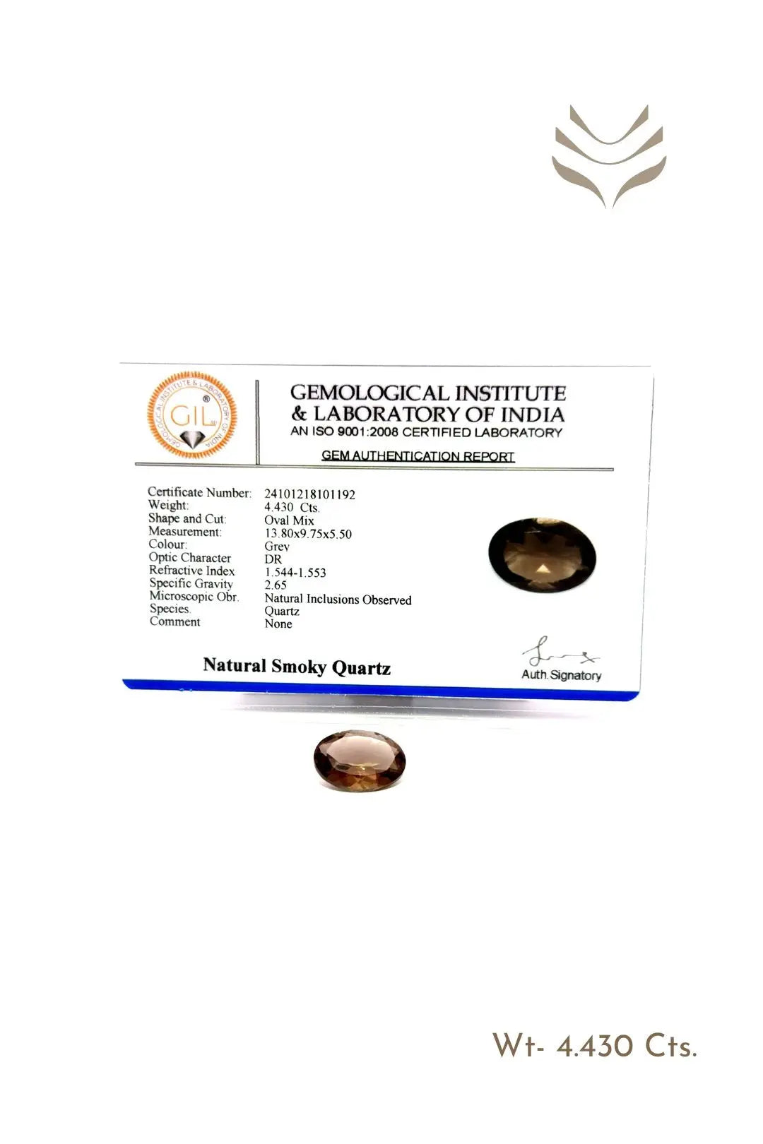 Light-Coded Smokey Quartz - 4.43 Ct 