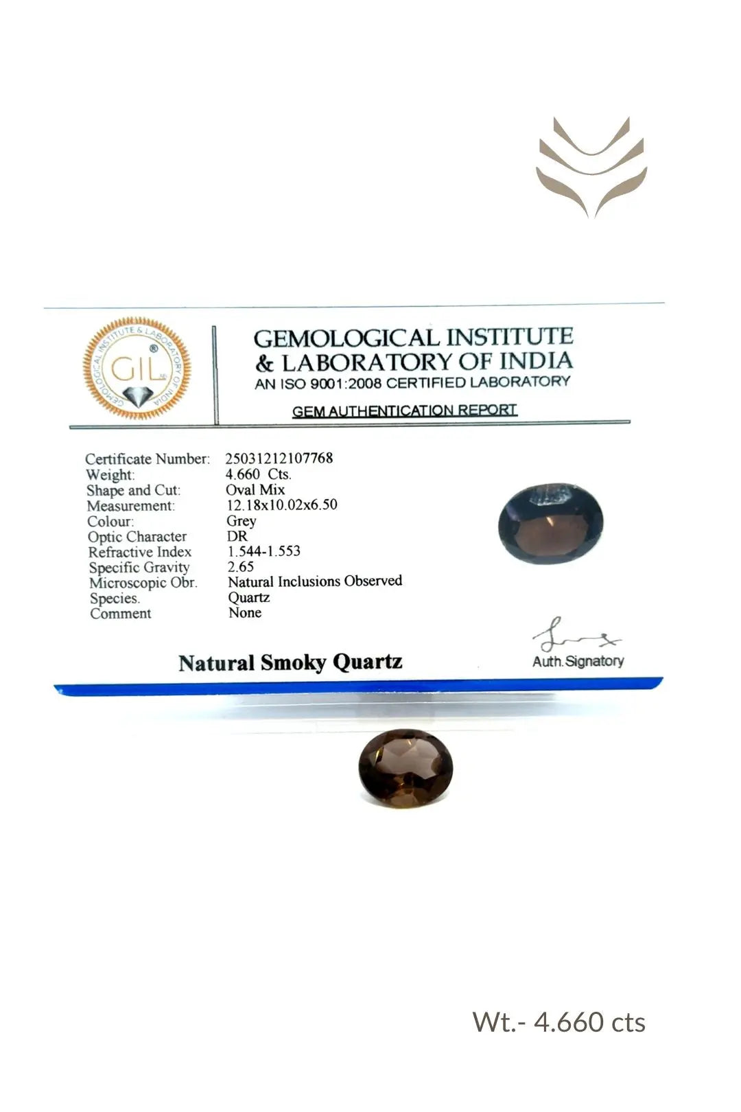 Light-Coded Smokey Quartz - 4.66 Ct 