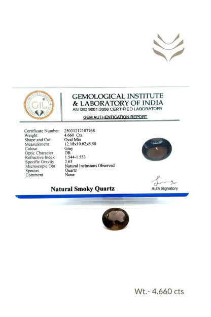 Light-Coded Smokey Quartz - 4.66 Ct 
