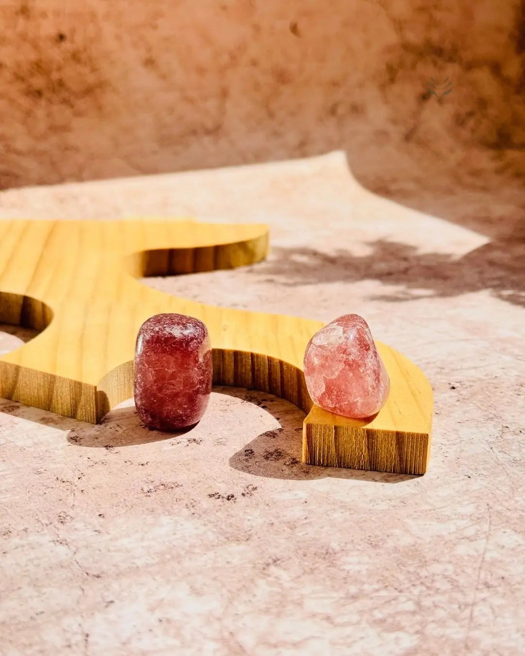 Light-Coded Strawberry Quartz Tumbles 