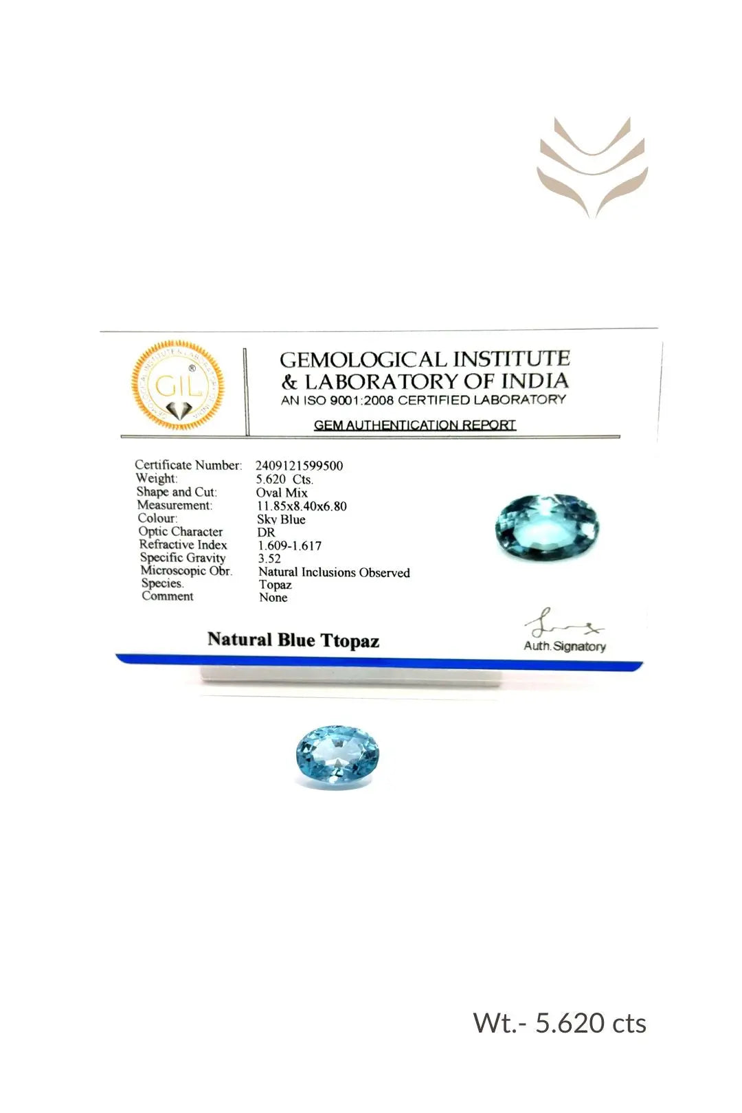 Light-Coded Swiss Blue Topaz - 5.62 Ct 