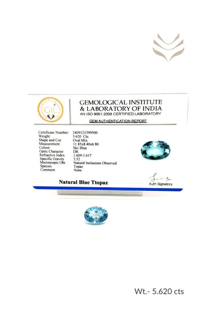 Light-Coded Swiss Blue Topaz - 5.62 Ct 